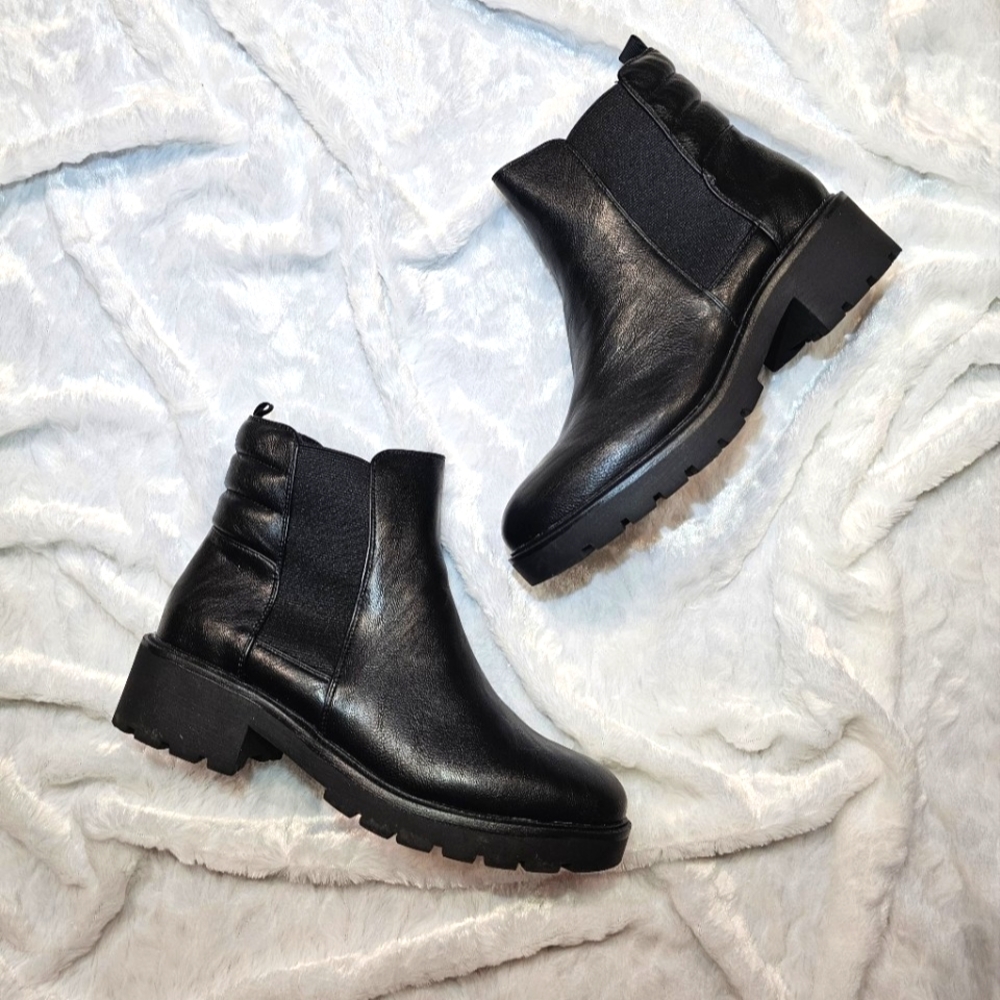 Black Faux Leather Boots - Womens Size 10